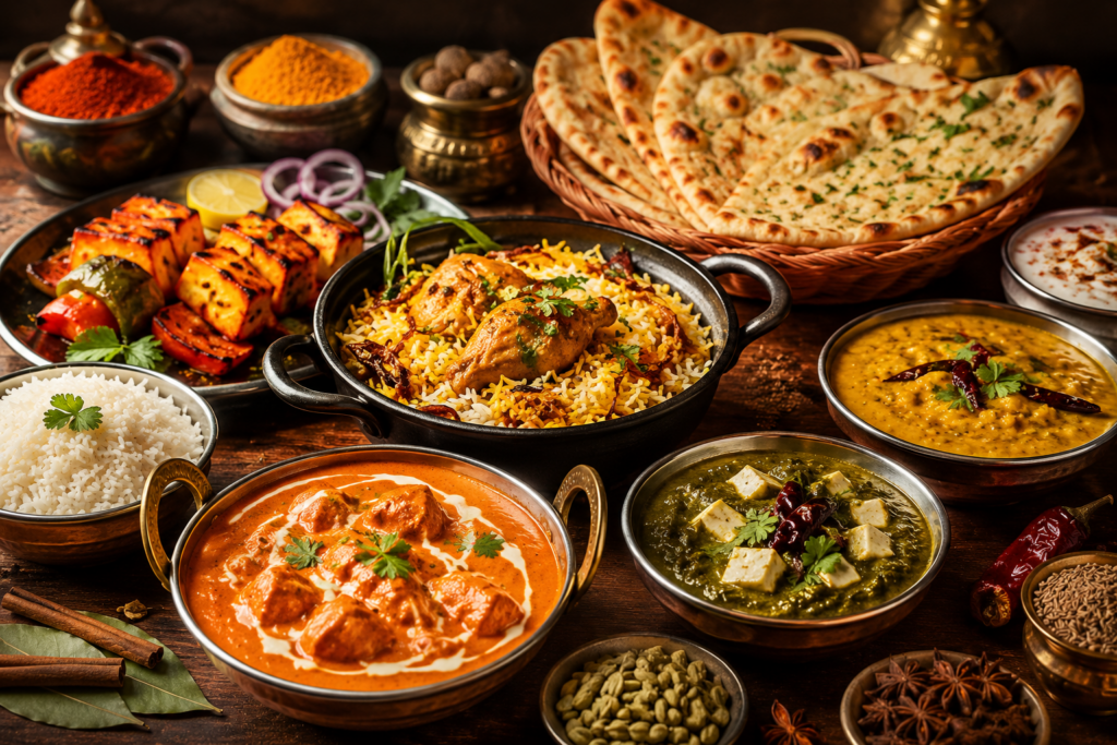 Why Authentic Indian Cuisine Is Loved Around the World Authentic Indian cuisine featuring butter chicken, biryani, naan bread, curries, and traditional Indian spices at Rasika Restaurant