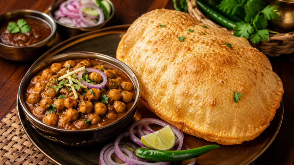 Top 10 Vegetarian Indian Dishes Every Food Lover Should Taste Authentic Chole Bhature with fluffy fried bread and spicy chickpea curry at Rasika Restaurant