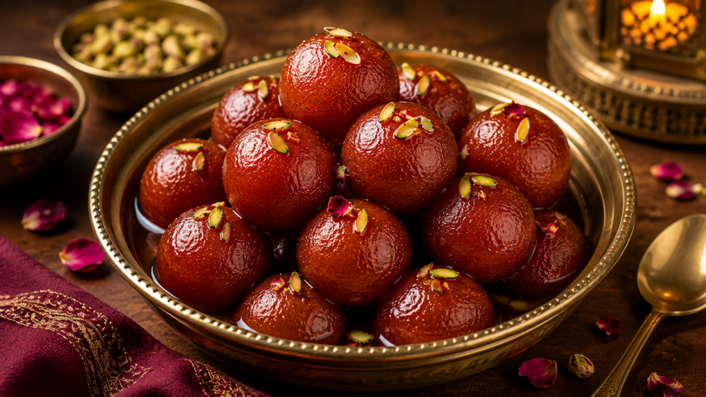Top 10 Vegetarian Indian Dishes Every Food Lover Should Taste Soft and juicy Gulab Jamun served in sweet sugar syrup at Rasika Restaurant