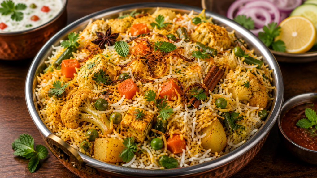 Top 10 Vegetarian Indian Dishes Every Food Lover Should Taste Aromatic Vegetable Biryani made with basmati rice, vegetables, and Indian spices at Rasika Restaurant